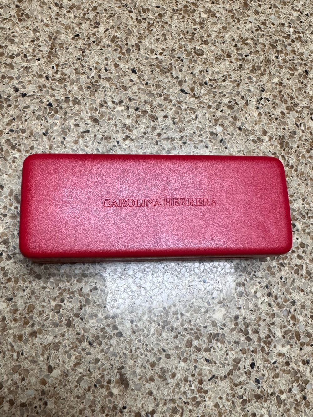 Carolina Herrera Red Eyewear Case with Embossed Logo